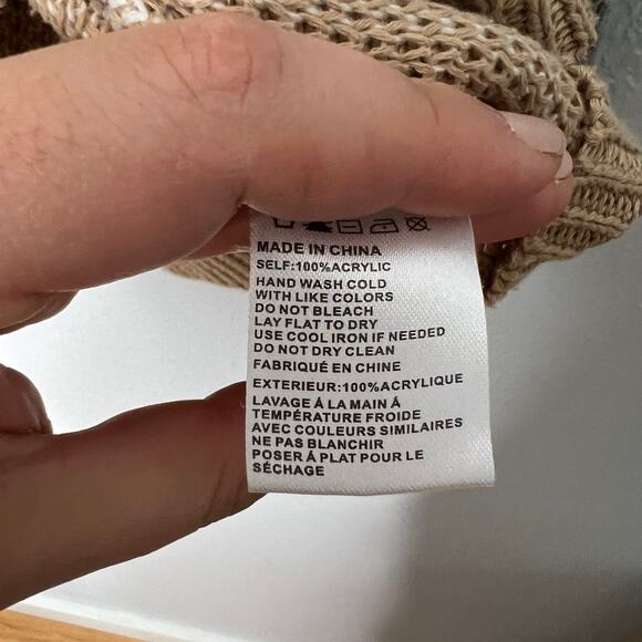 Paper Crane Plaid Knit Oversize Colorblock Sweater Brown Pullover Crew Neck Sz M - Picture 5 of 5